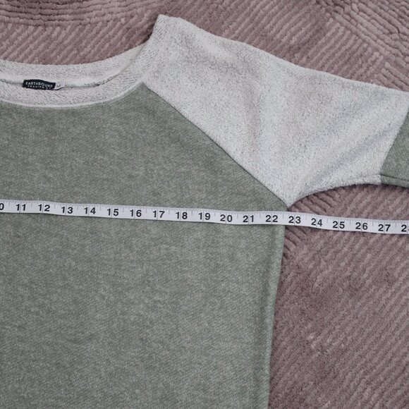 Earthbound Women's Green Contrast Sweater Comfy High Low - Picture 10 of 11